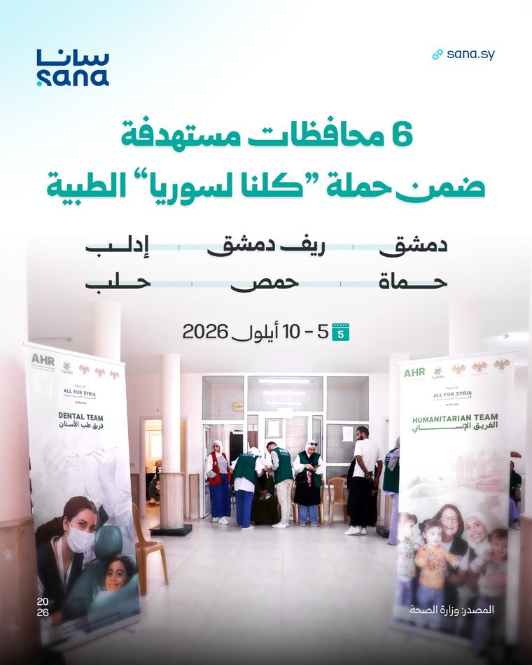 رعاية طبية وجراحية مجانية تمتد إلى 6 محافظات ضمن حملة “كلنا لسوريا”